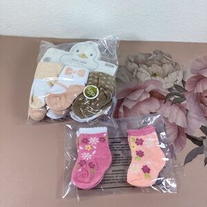 Pink, Tan, Brown baby sock bundle 6-12 months NWT